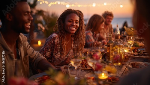 Outdoor dinner party at sunset (2)