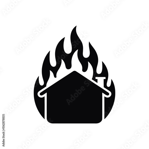 Burning house fire disaster icon