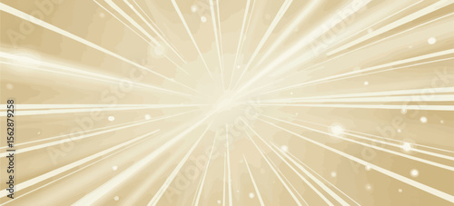 Golden sunburst with sparkling light rays ethereal