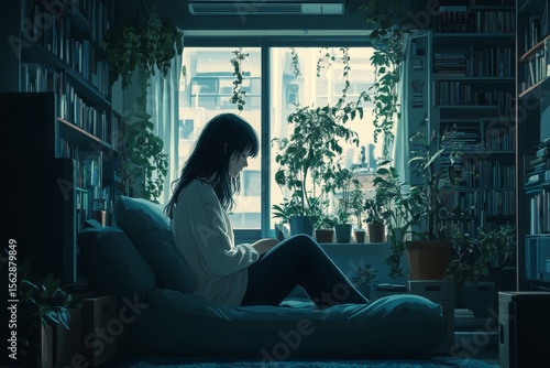 Stressed female feeling depressed and lonely on the sofa in her house, overwhelmed by emotional challenges, Generative AI