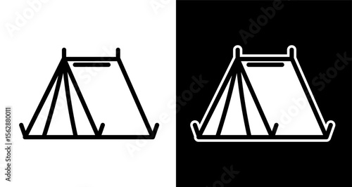 Camping Tent Icon Simple Line Art for Outdoor Adventures