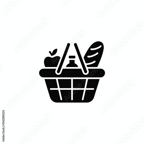 Picnic basket with food icon