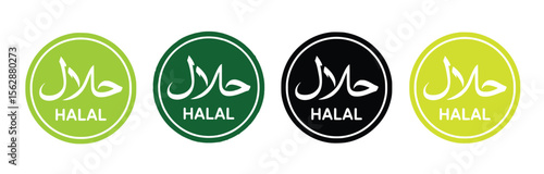 Halal certification logos green dark green black yellow islamic food