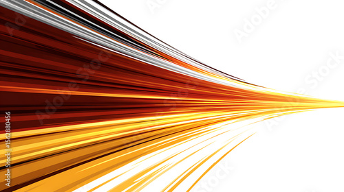 Abstract streaks of fiery orange and yellow light zoom into the distance against a black background