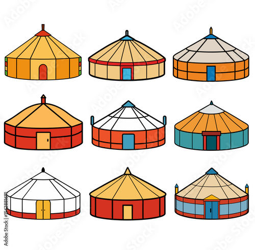 Modern yurt in nature nomadic house vector