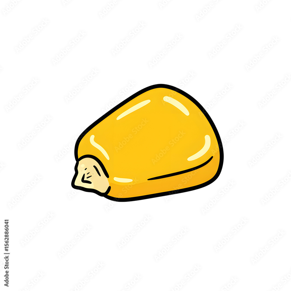 Fototapeta premium Cartoon Corn Kernel Illustration on Yellow Background png, isolated on transparent background