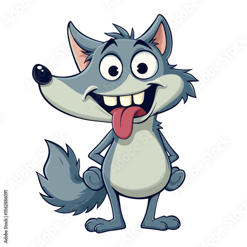 Hand drawn cartoon wolves vector illustration