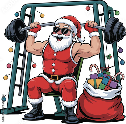 Santa Claus Engaged In a Back Workout