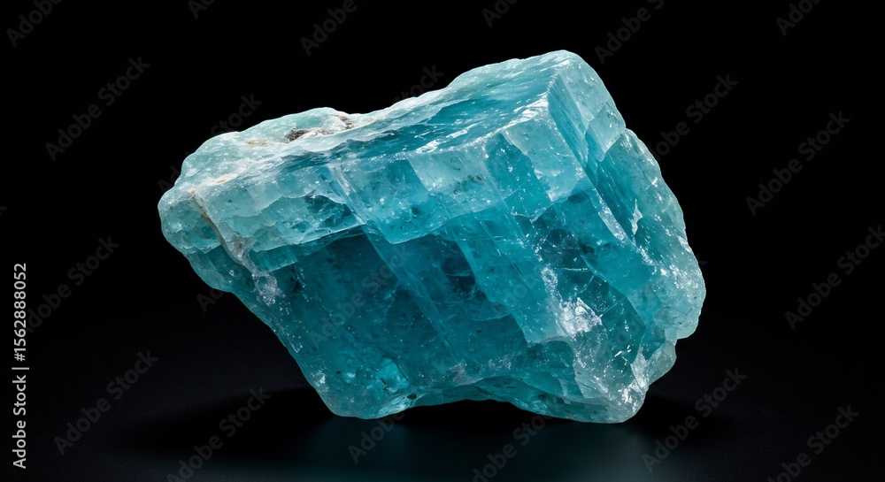 Obraz premium 輝く青緑色蛍石 神秘的質感 精密撮影