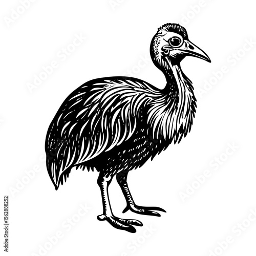 A vintage style illustration showing cassowary bird