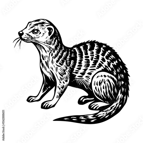 Картината върху платно A glyph style illustration representing mongoose lurk