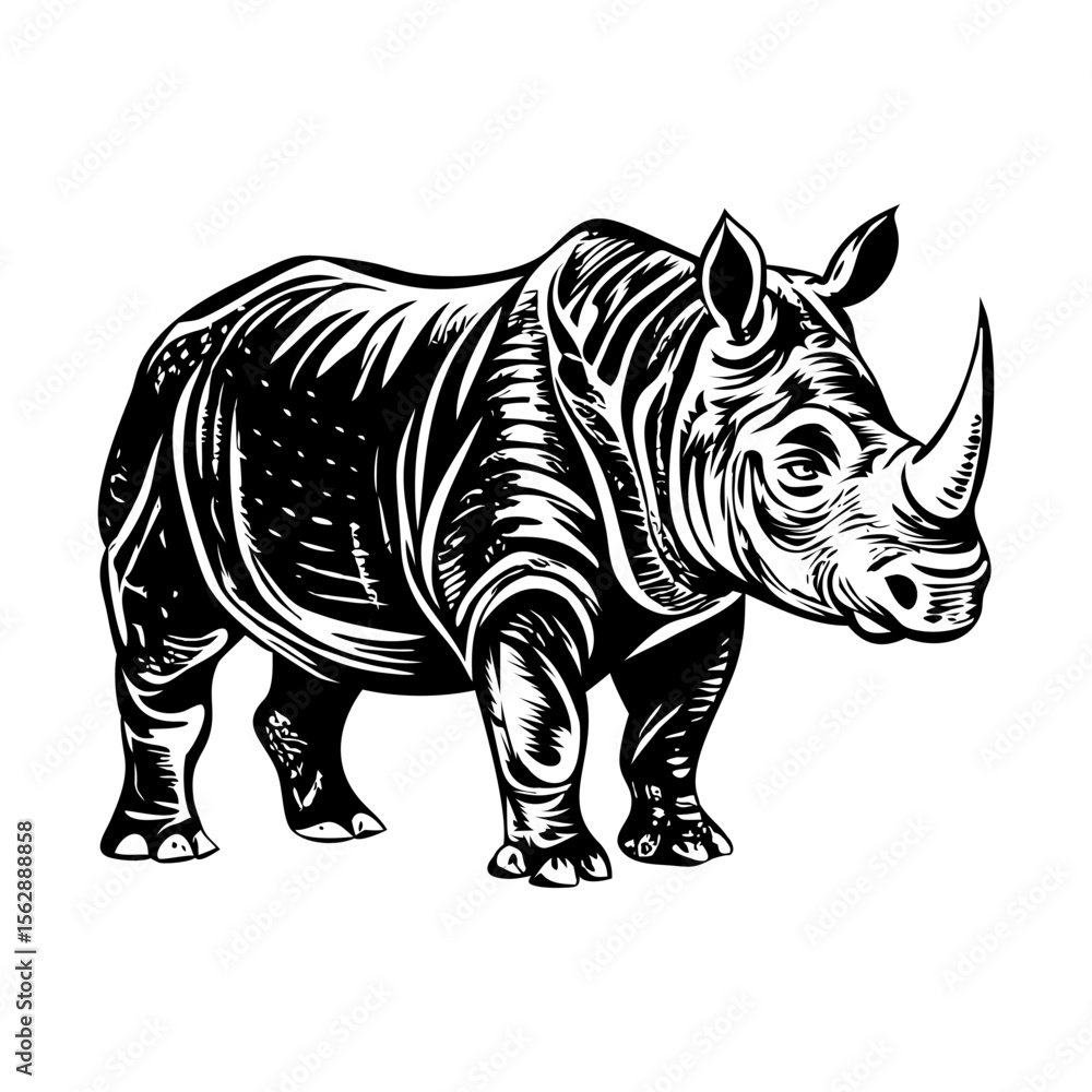 Fototapeta premium A vintage style illustration showing rhinoceros