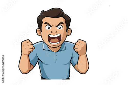 Angry Man: Expressing raw emotion, this image features an enraged man with clenched fists, portraying intense anger and frustration, in a moment of unrestrained fury.