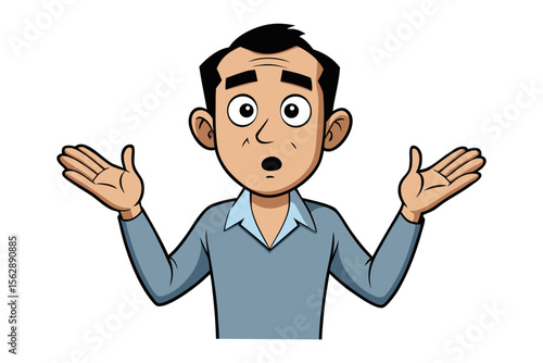 Astonishment: An illustration of a middle-aged man, eyes wide with bewilderment, expressing his uncertainty and confusion.
