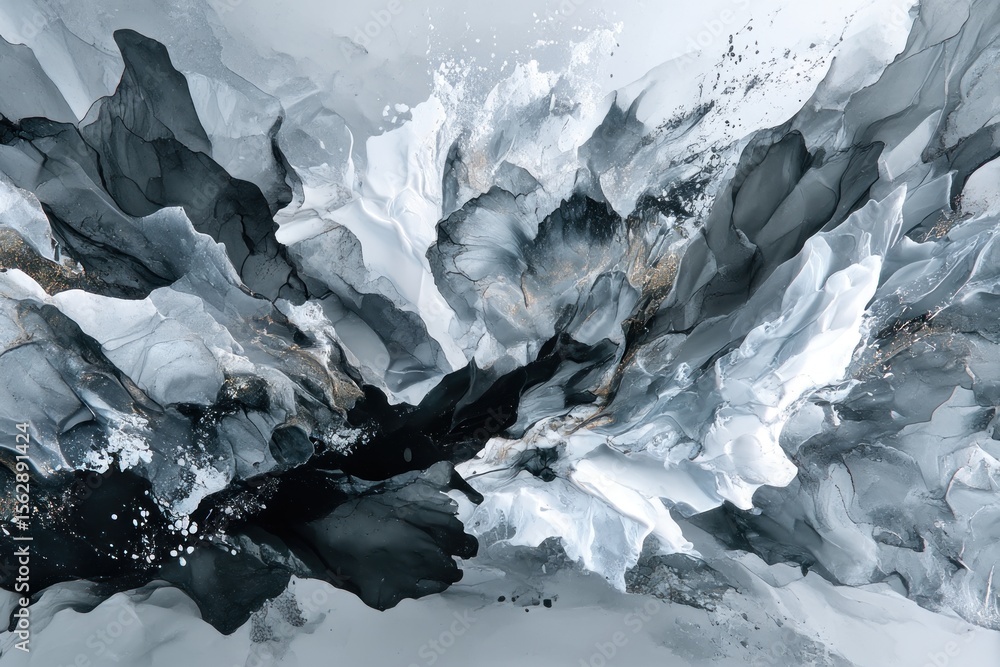 Obraz premium Abstract grayscale painting with textured forms