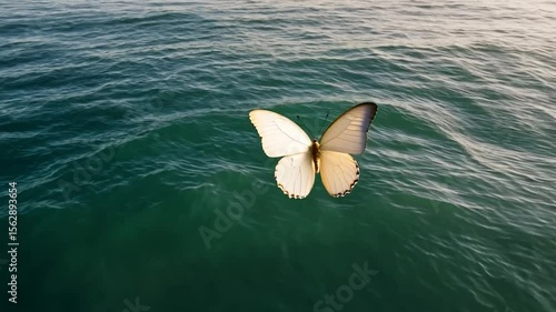 White butterfly above water