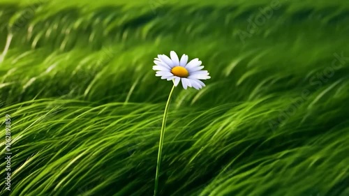 White flower in green grass field