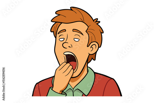 Yawning Man: Illustration of a man yawning, conveying tiredness and boredom.