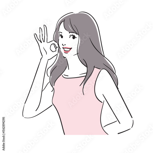ロングヘアのモデル風美しい女性