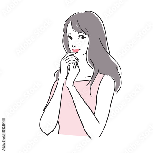ロングヘアのモデル風美しい女性