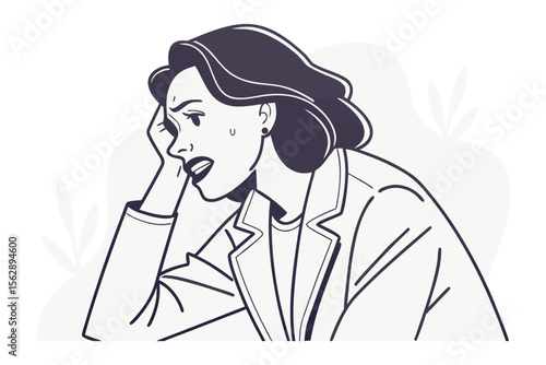 Mental Strain: A sketch captures a woman in deep thought, her expression mirroring the weight of challenges and the complexities of making hard decisions.