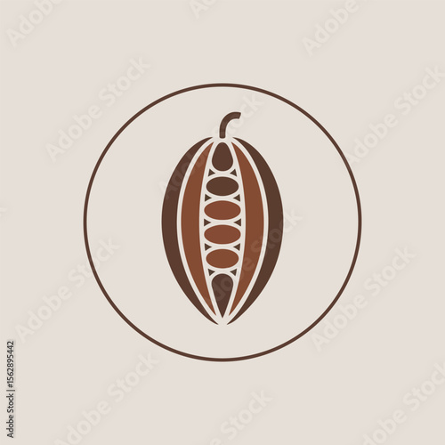 Cocoa Bean Pod Brown Tones Circular Icon Graphic cacao