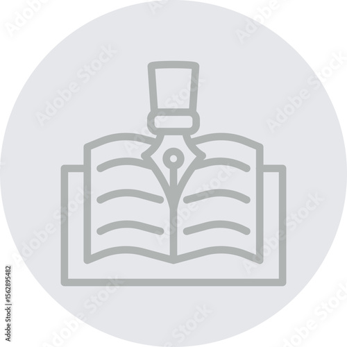 Literary Pen Vector Line Grey Circle Grey
