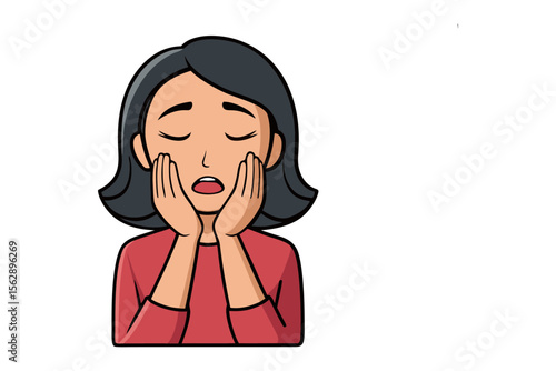 Weary expression: A female figure is shown with a look of weariness and distress, capturing the emotional weight of a moment of despair and hardship.