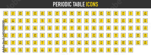Periodic table vector icons. such as Helium, Beryllium, Aluminium, Hydrogen, Lathanum, Boron, Cerium, Lithium, Gallium, Technetium, Ruthenium, Californium, Iridium illustration.	

