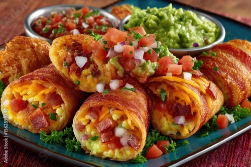 Wallpaper Mural Breakfast bacon-wrapped rolls with salsa and guacamole Torontodigital.ca