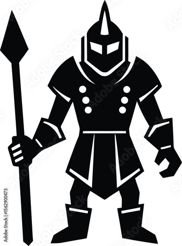 Castle guard silhouette vector - Medieval knight sentry outline, EPS JPEG PNG