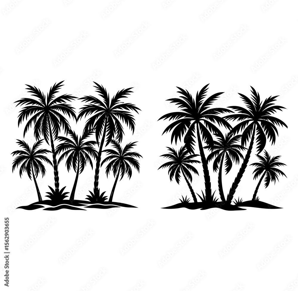 Obraz premium Silhouettes of tropical palm trees set. silhouette illustrations