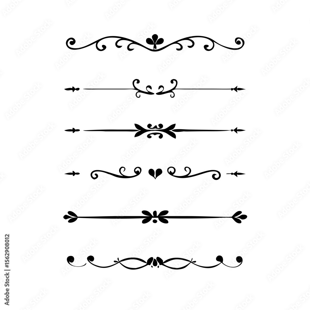 Text dividers doodle set.Wedding decorative elements. ornament, borders, floral, vintage line separators. Hand drawn vector illustration isolated on white background. Set page dividers.
Text dividers doodle set.Wedding decorative elements. ornament, borders, floral, vintage line separators. Hand drawn vector illustration isolated on white background. Set page dividers.