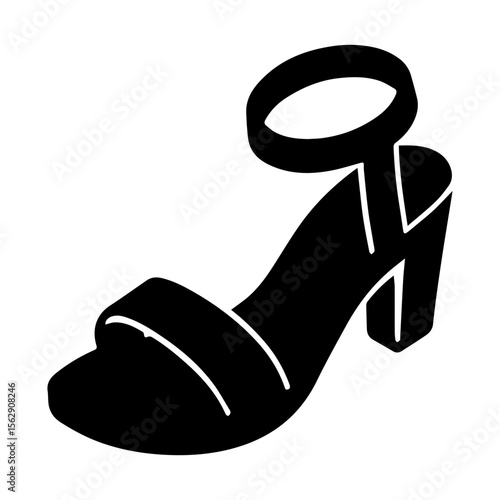 High heel Isometric view Silhouette. Black high heel ankle strap sandal fashion footwear women shoe silhouette style design elegant trendy
