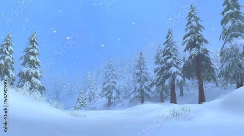 Wallpaper Mural Winter wonderland scene with snow-covered trees and a light dusting of snow. Torontodigital.ca