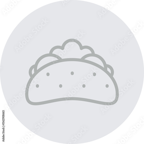 Taco Vector Line Grey Circle Grey