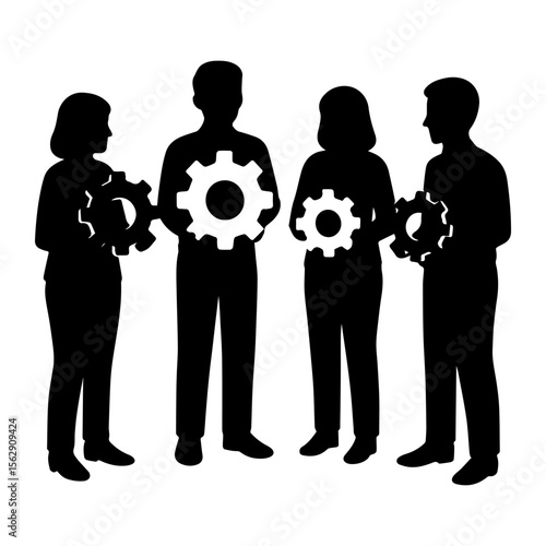 Teamwork collaboration gear mechanism business strategy and innovation for success and engineering design
