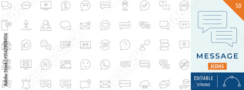 Message icon collection set. Editable stroke.