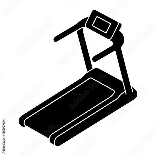 Treadmill machine fitness equipment exercise cardio running gym workout home training black and white icon