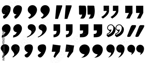 Quotes comma icon set quote mark collection quotation marks black and white