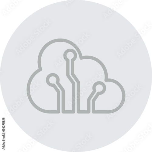 Cloud Computing Vector Line Grey Circle Grey