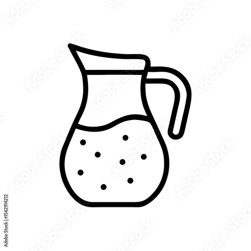 Pitcher with lemonade outline iсon on transparent background  