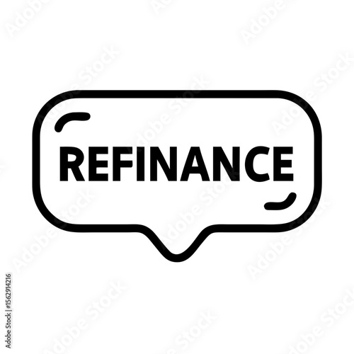 Graphic speech bubble with the word refinance on a transparent background  