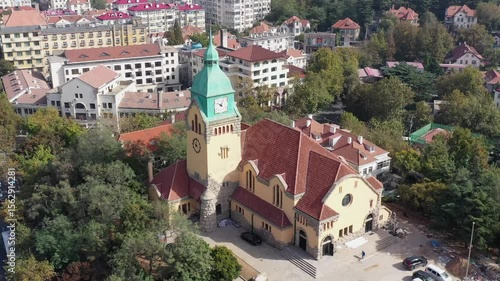 Explore qingdao christ church with aerial views of stunning architecture and surroundings
