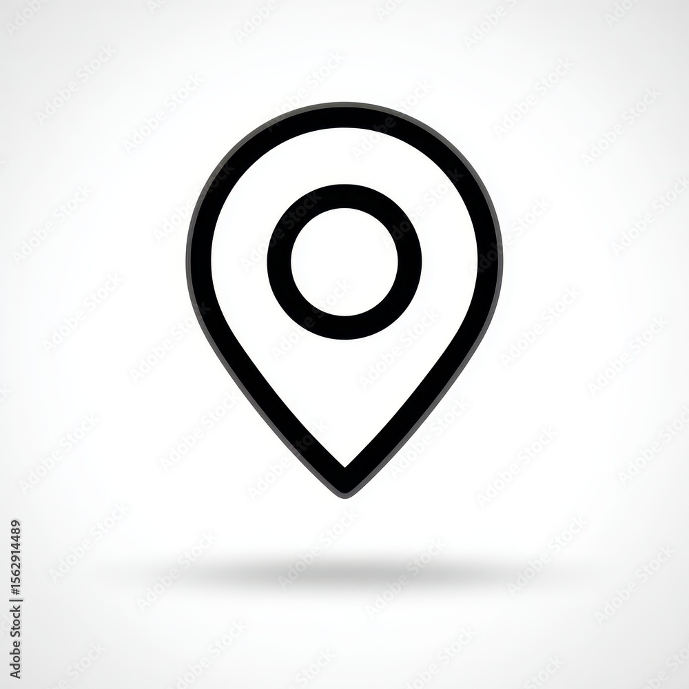 Location pin pointing a specific place; background is white; for a map Location pin pointing a specific place; background is white; for a map