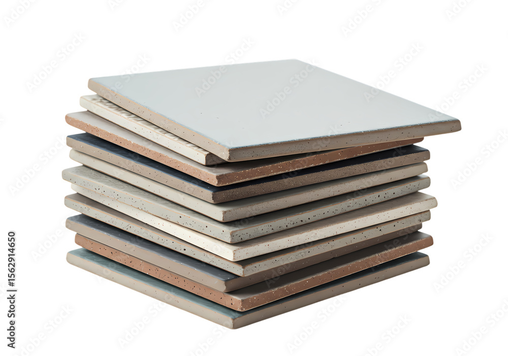 Ceramic Tiles: Stack of Neutral-Colored Square Tiles for Home Renovation Projects Ceramic Tiles: Stack of Neutral-Colored Square Tiles for Home Renovation Projects