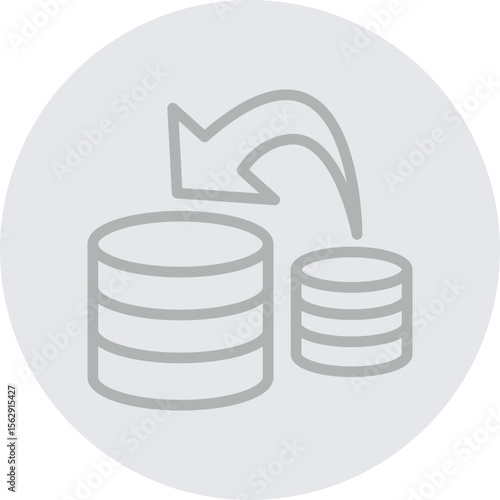 Database Transfer Vector Line Grey Circle Grey