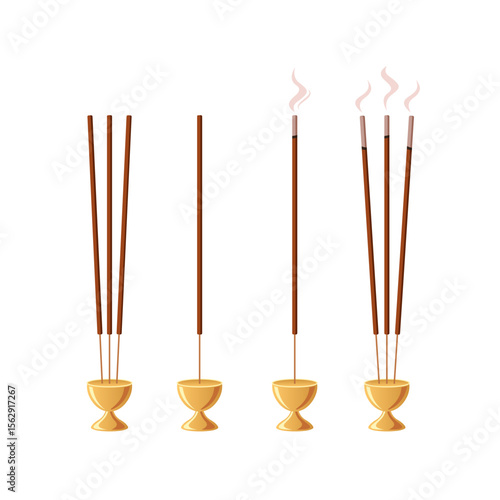 Burning incense sticks or agarbatti vector isolated