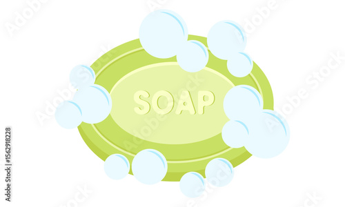 green soap bar with bubbles clipart illustration cartoon