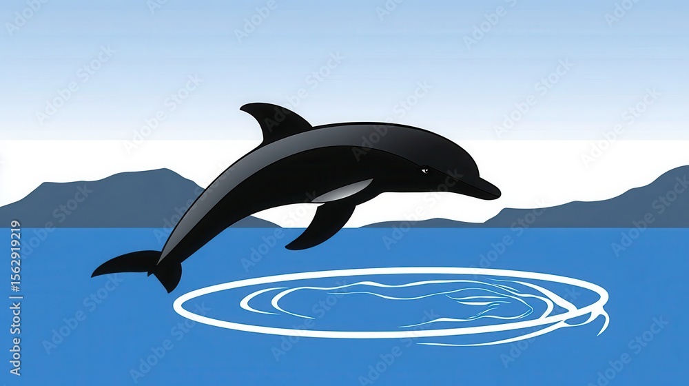 Obraz premium Dolphin leaping in the ocean.